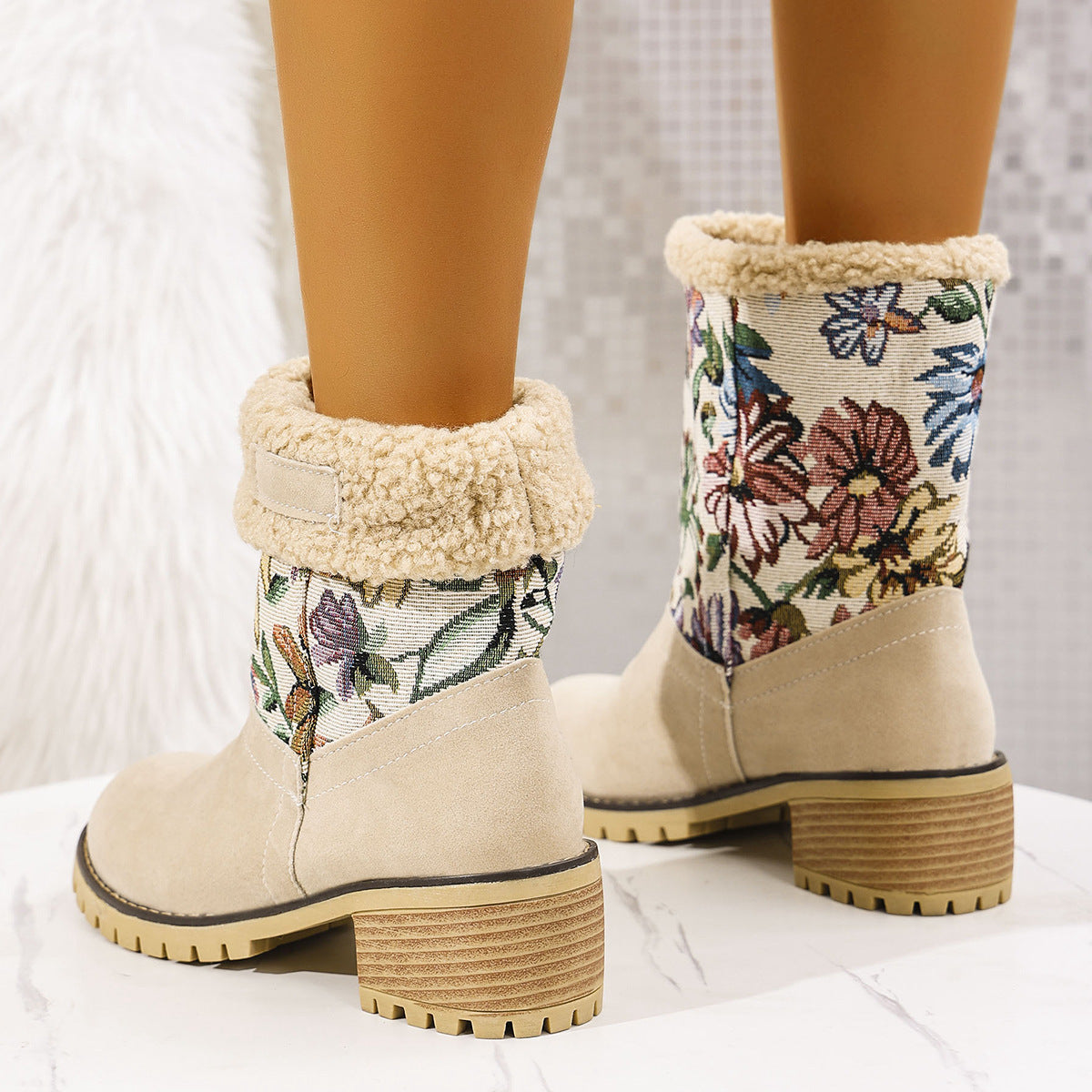 Flower Embroidered Snow Boots