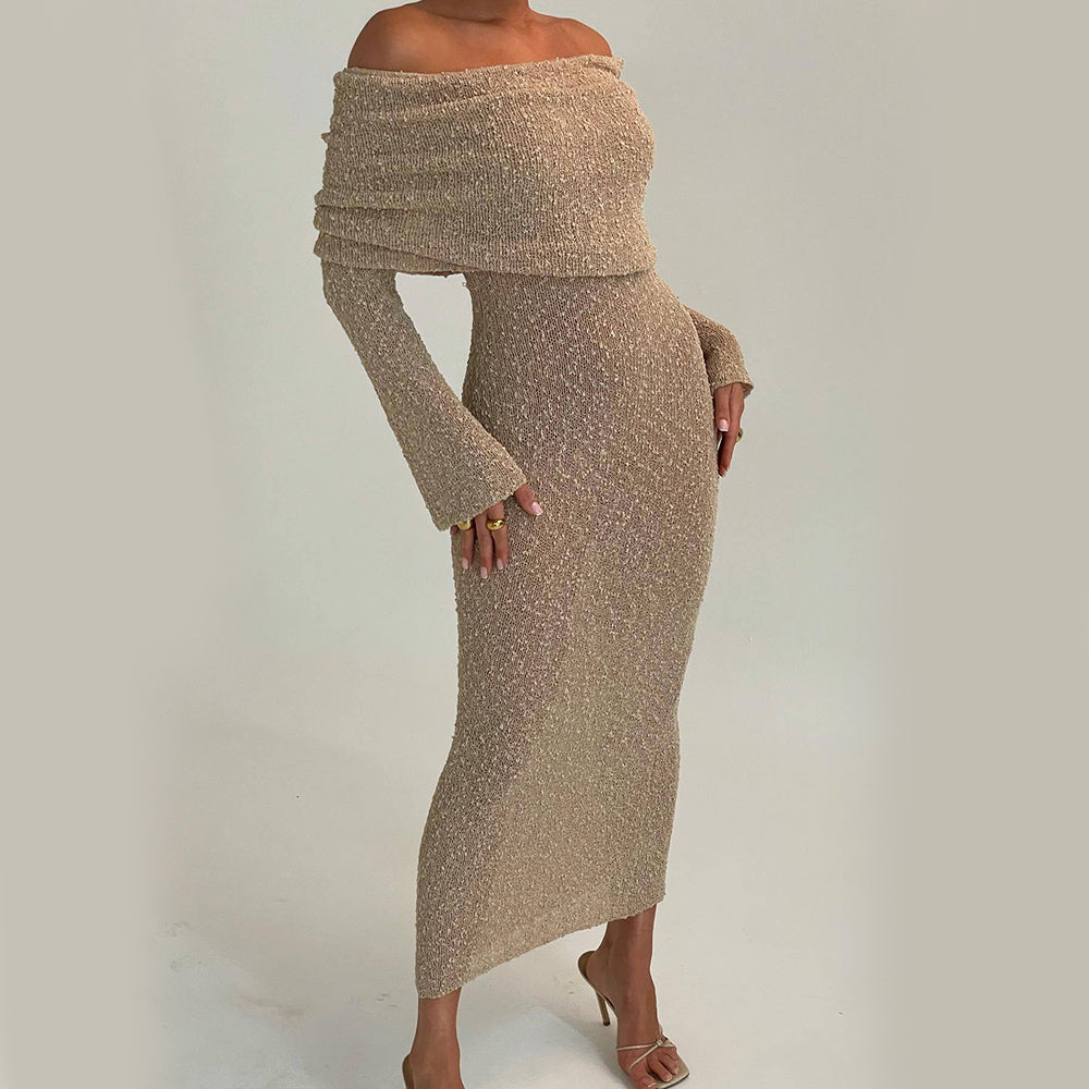 Knitted Long-sleeved Beach Dress