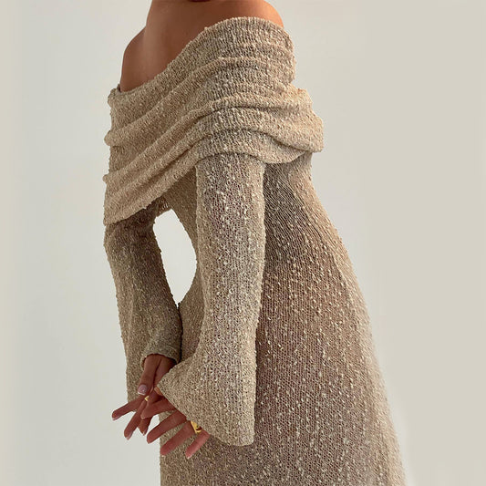 Knitted Long-sleeved Beach Dress