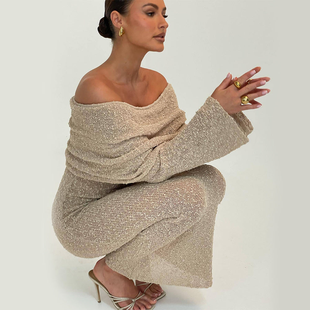 Knitted Long-sleeved Beach Dress