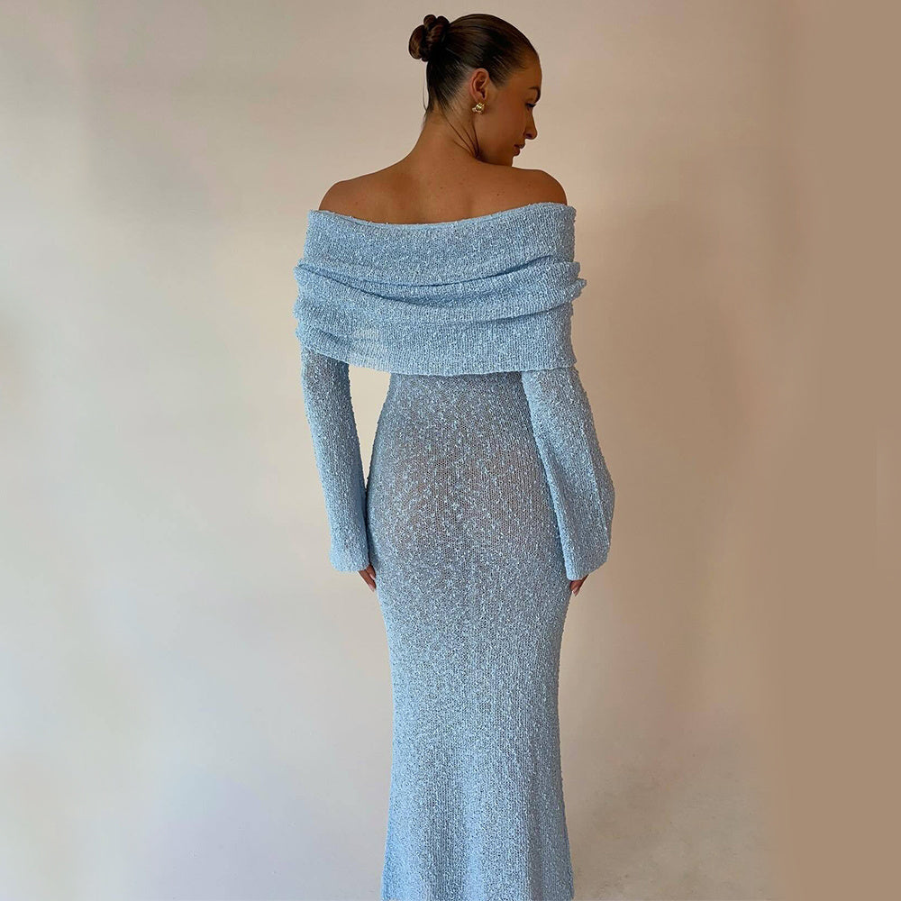 Knitted Long-sleeved Beach Dress